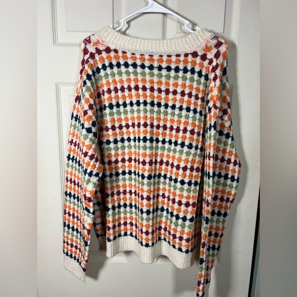 Boho Multicolor Geometric Cardigan Button-Front Cozy Knit Free People–Inspired 2 - Picture 4 of 9